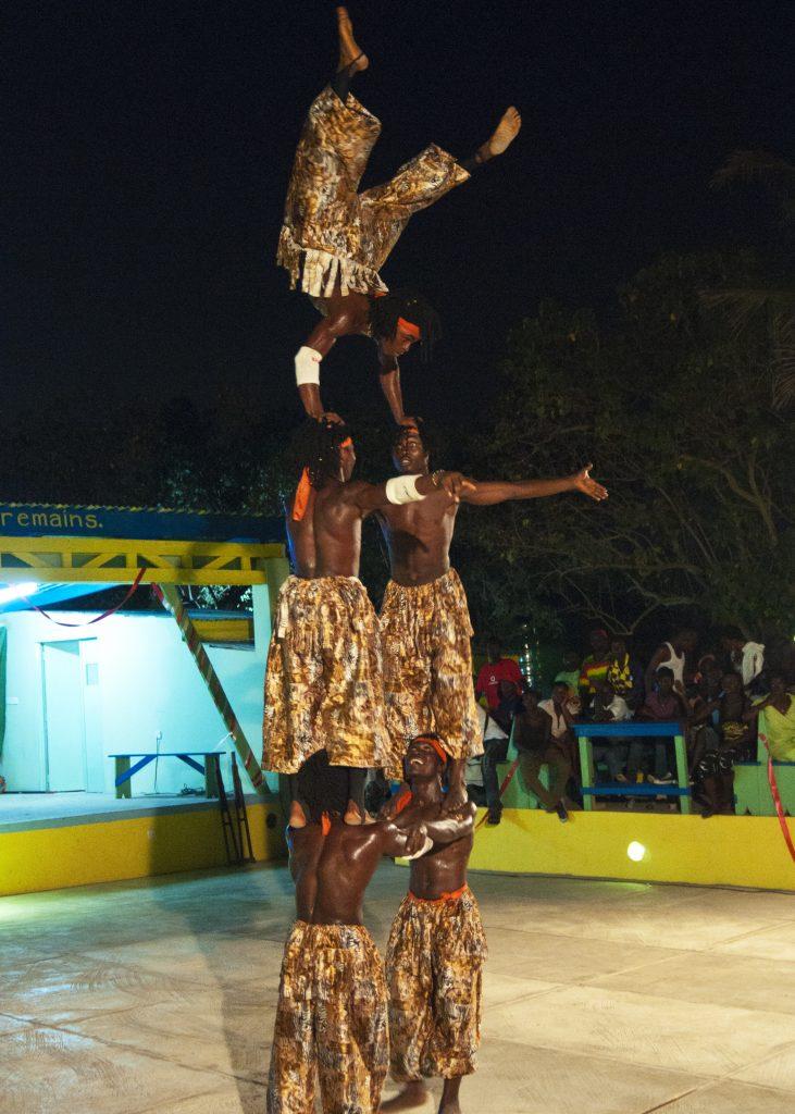 African Acrobatics Circus standing on each others shoulders